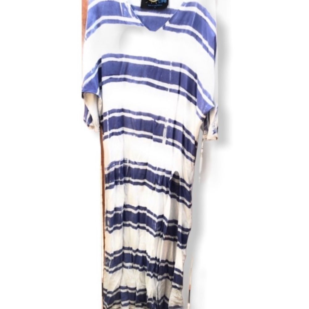 Blue Life Striped Hooded Maxi Dress